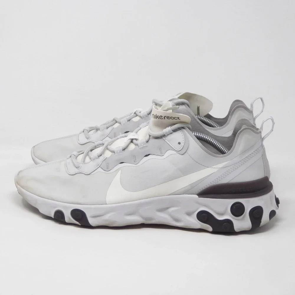 Nike Mens React Element 55 Pure Platinum Thunder Grey Running Shoes Size 13